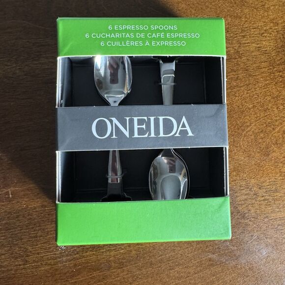 Oneida Espresso Coffee Spoons Glossy Set of 6 Stainless Steel 4” NOCHA New Box - Picture 6 of 6
